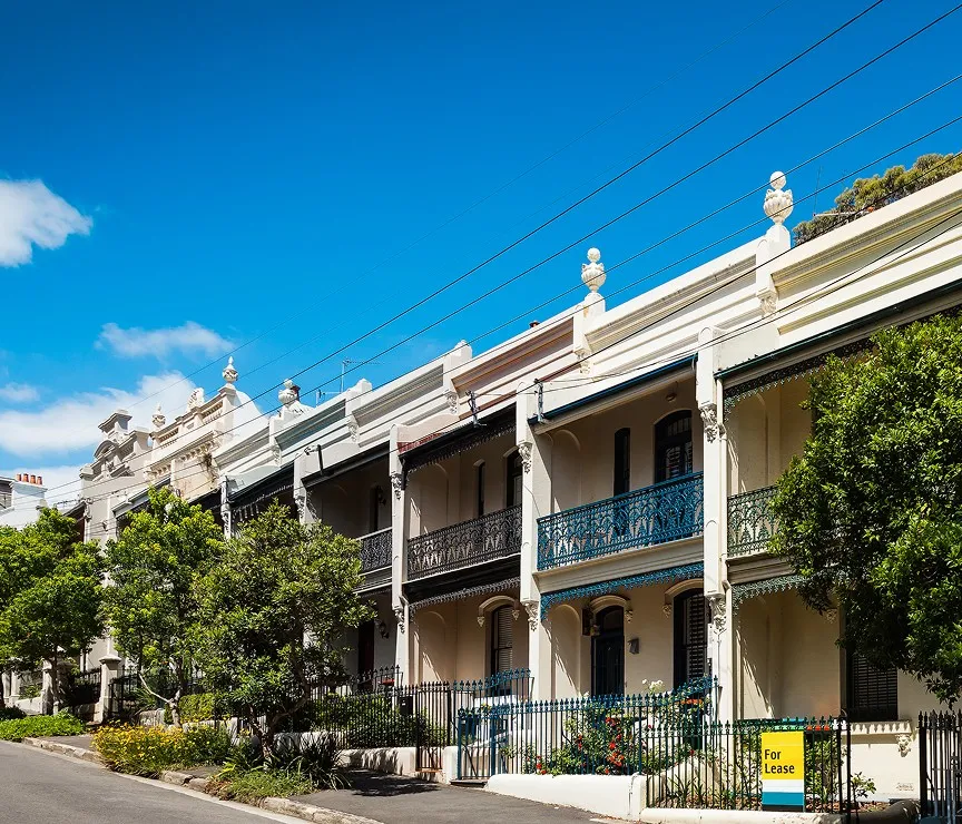 Row of Victorian terraced houses